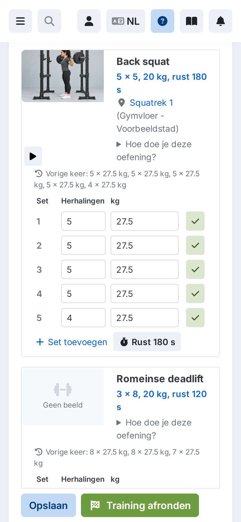 Sets bijhouden op een telefoon met de waarden van de vorige keer